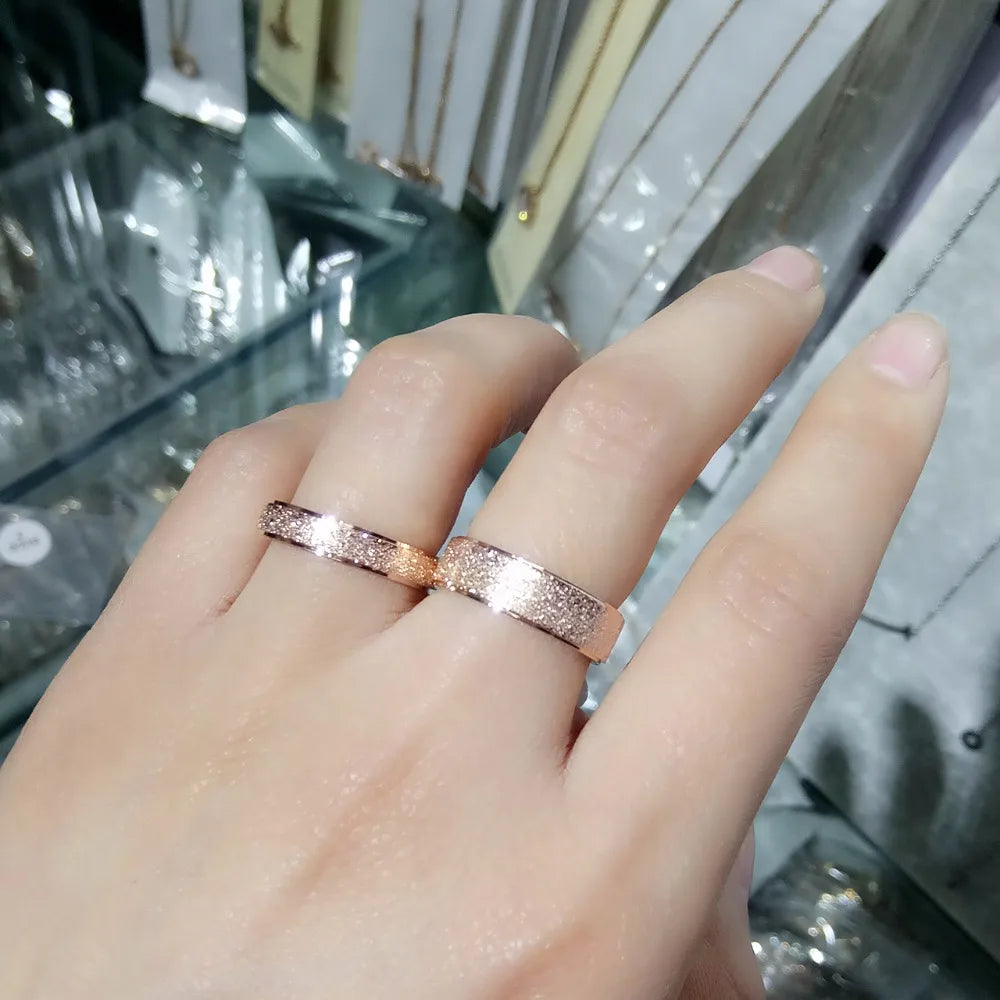 316L Stainless Steel Rose Gold Wedding Ring - Couple's Matching Set