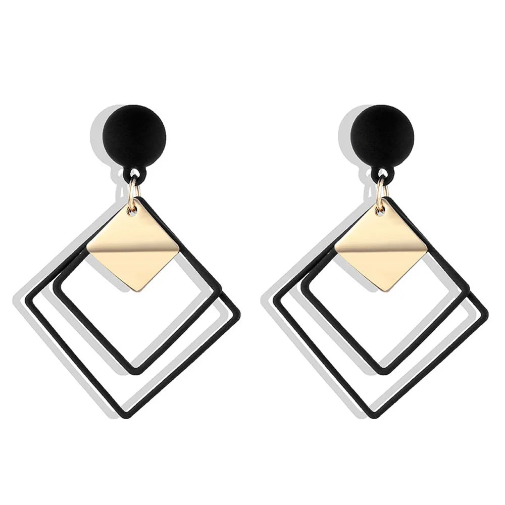 Fashion Statement Geometric Drop Earrings - Modern Statement Jewelry