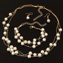 Classy Pearl Jewelry Set - Elegant Necklace and Earrings Collection