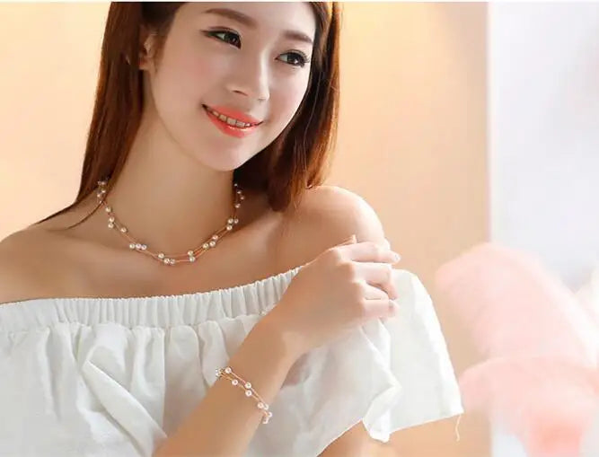 Classy Pearl Jewelry Set - Elegant Necklace and Earrings Collection