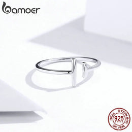 925 Sterling Silver Minimalist Open Adjustable Ring - Geometric Design