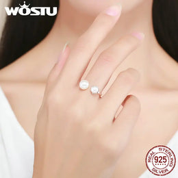 925 Sterling Silver & Freshwater Pearl Cultured Ring - Zircon Accent Jewelry
