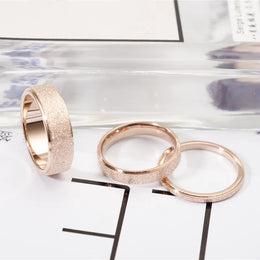 316L Stainless Steel Rose Gold Wedding Ring - Couple's Matching Set