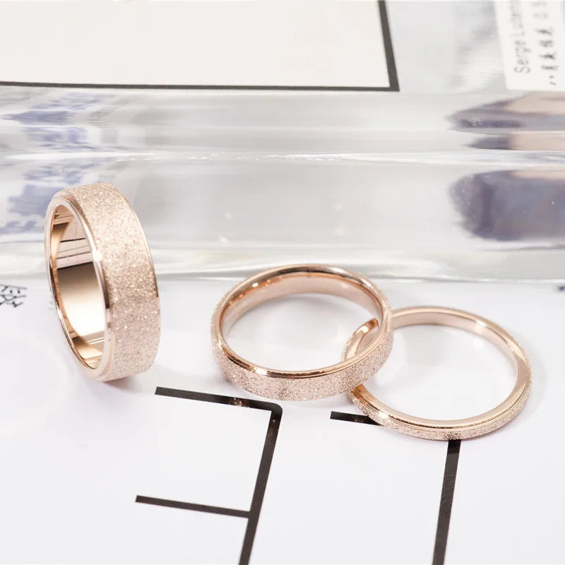 316L Stainless Steel Rose Gold Wedding Ring - Couple's Matching Set