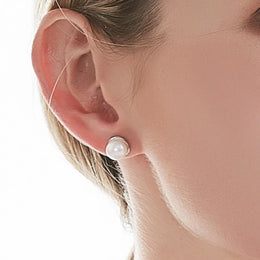Genuine Natural Pearl Earrings - 925 Sterling Silver Studs