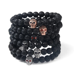 Trendy Lava Stone Imperial Crown Bracelet