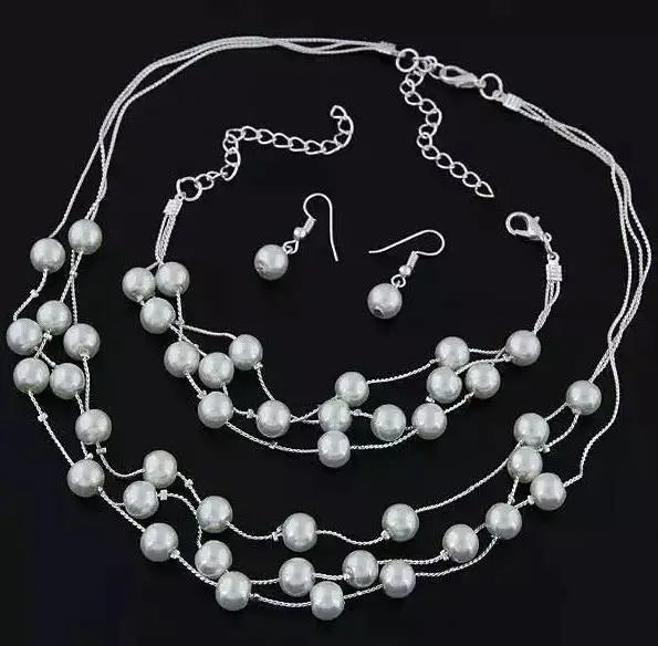 Elegant Pearl Bridal Jewelry Set - Complete Wedding Necklace and Earrings