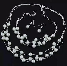 Elegant Pearl Bridal Jewelry Set - Complete Wedding Necklace and Earrings