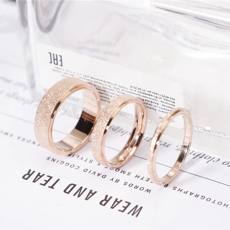 316L Stainless Steel Rose Gold Wedding Ring - Couple's Matching Set