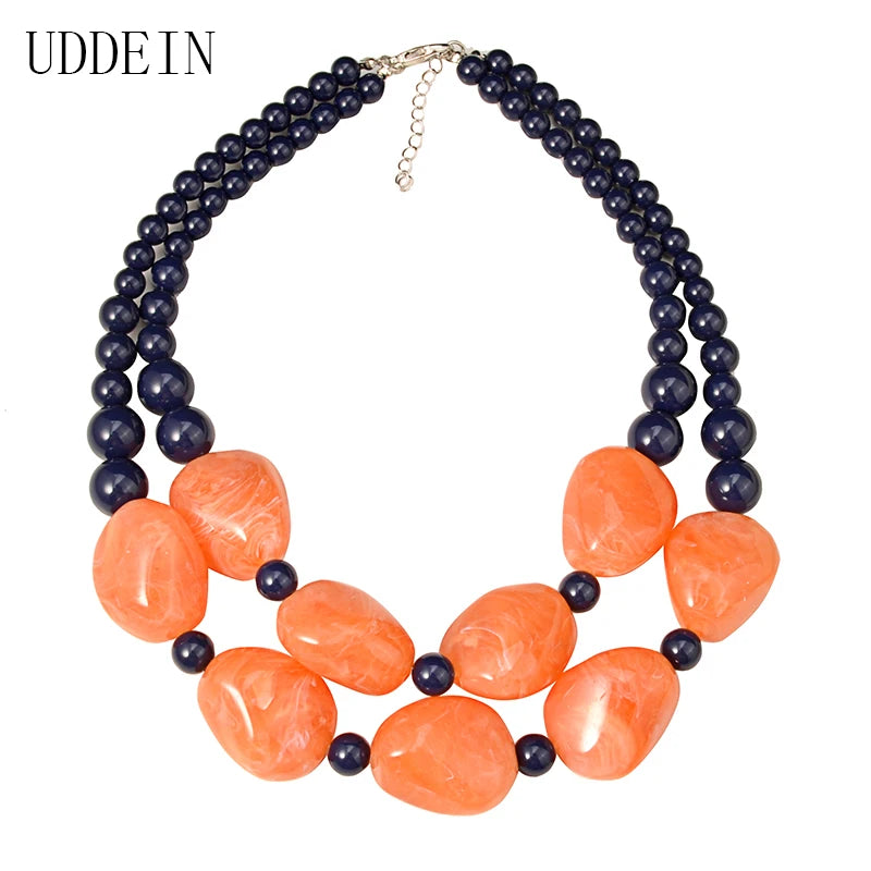 Bohemian Vintage Necklace - Geometric Resin Statement Pendant