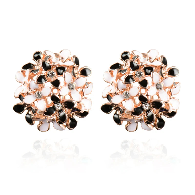 Crystal Flower Clover Earrings - Zinc Alloy Fashion Statement Jewelry