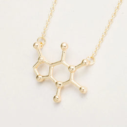 Simple Caffeine Molecule Structure Necklace - Minimalist Science Jewelry