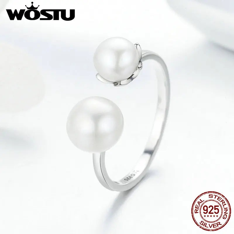 925 Sterling Silver & Freshwater Pearl Cultured Ring - Zircon Accent Jewelry