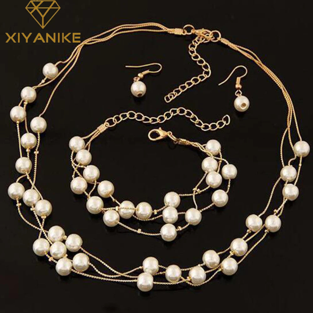 Classy Pearl Jewelry Set - Elegant Necklace and Earrings Collection