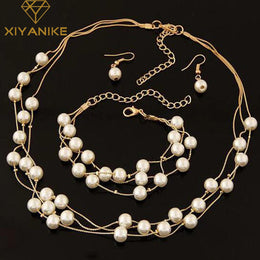 Classy Pearl Jewelry Set - Elegant Necklace and Earrings Collection
