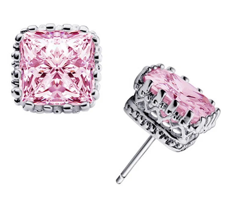 Small 925 Sterling Silver Stud Earrings with Cubic Zirconia - Trendy Elegant Jewelry