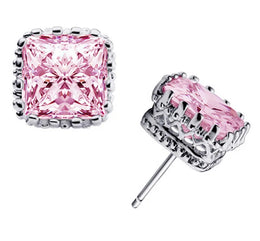 Small 925 Sterling Silver Stud Earrings with Cubic Zirconia - Trendy Elegant Jewelry