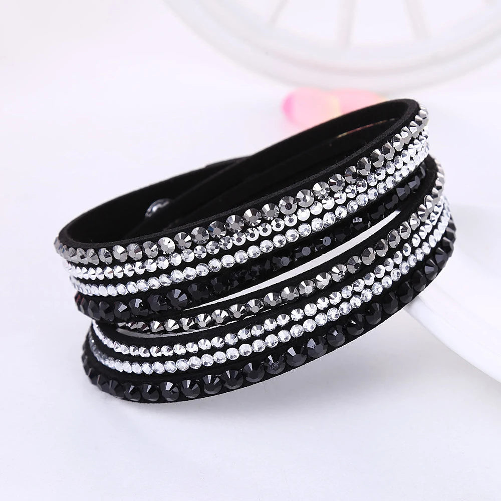 Multilayer Rhinestone Crystal Bracelet - Layered Statement Glamour