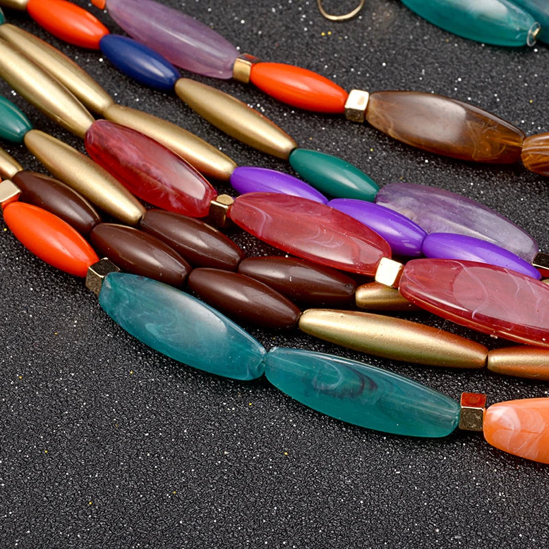 African Beads Multilayer Jewelry Set - Vintage Necklace & Earrings
