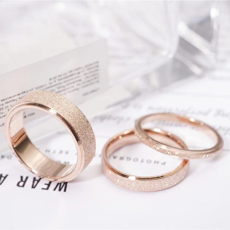 316L Stainless Steel Rose Gold Wedding Ring - Couple's Matching Set