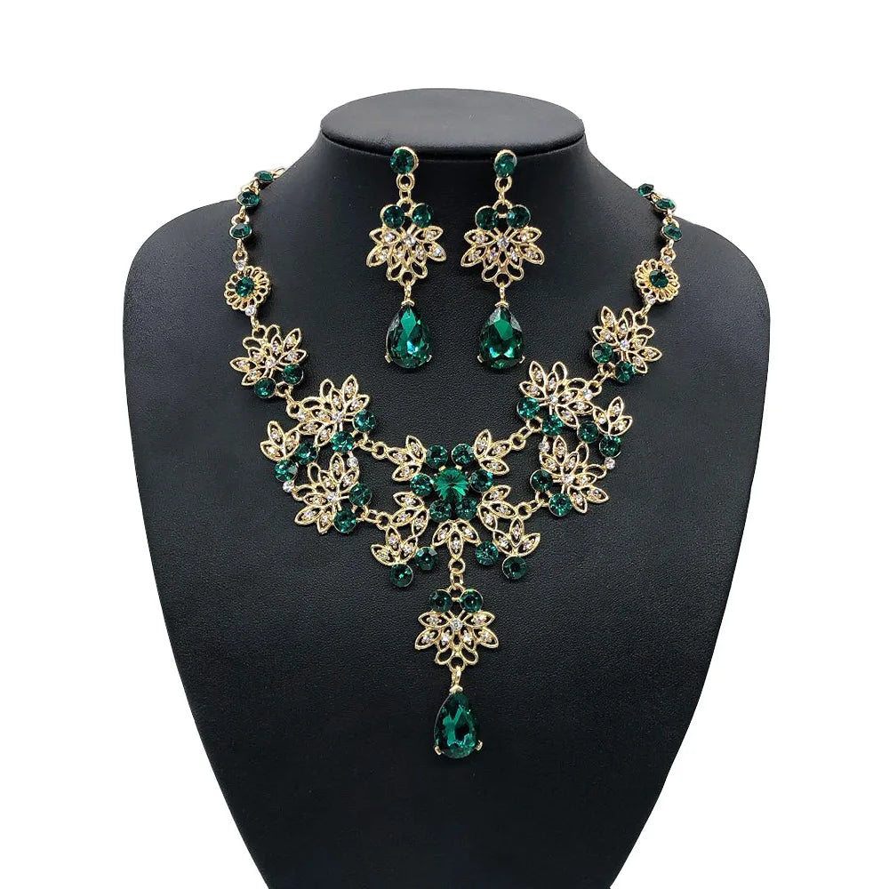 Gold Color Water Drop Jewelry Set - Elegant Teardrop Necklace and Earrings