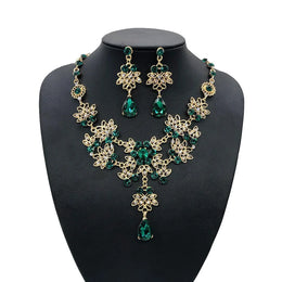 Gold Color Water Drop Jewelry Set - Elegant Teardrop Necklace and Earrings