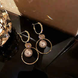Oversized White Pearl Drop Earrings - Trendy Elegant Metal Fashion Jewelry