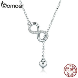 925 Sterling Silver Infinity Love Pendant Necklace - Zircon Charm