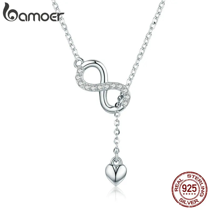 925 Sterling Silver Infinity Love Pendant Necklace - Zircon Charm