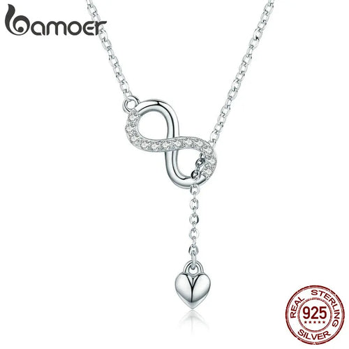 925 Sterling Silver Infinity Love Pendant Necklace - Zircon Charm