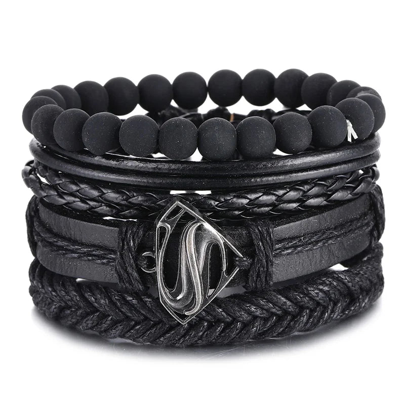 Vintage Black Bead Bracelet - Men's Statement Beaded Jewelry