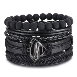Vintage Black Bead Bracelet - Men's Statement Beaded Jewelry