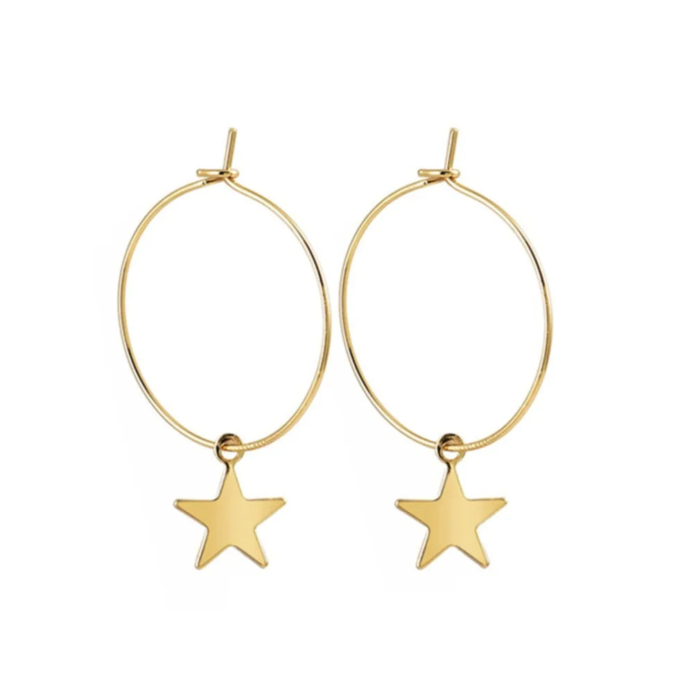 Simple Gold Earrings - Star-Shaped Punk Fashion Statement Jewelry