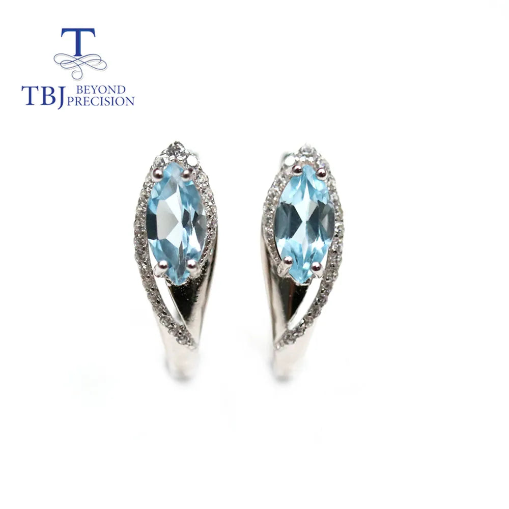 Natural Blue Topaz 925 Sterling Silver Earrings - Amethyst Luxury Jewelry