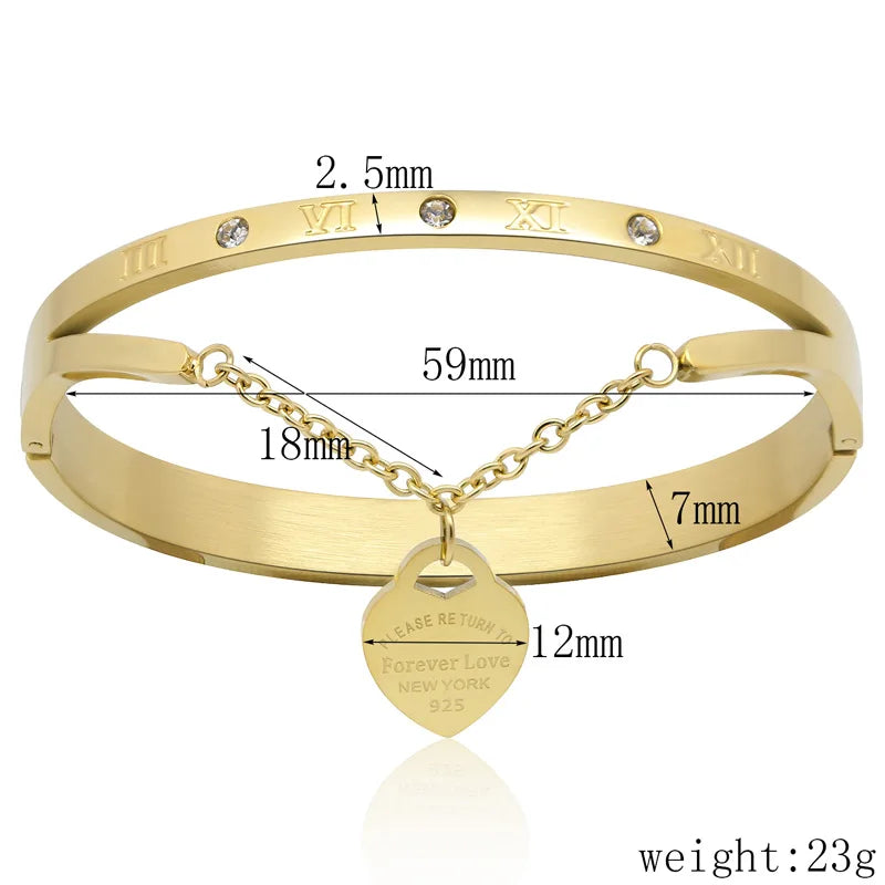 Forever Love Heart Bracelet - Stainless Steel Romantic Jewelry
