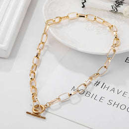 Thick Chain Toggle Clasp Necklace - Modern Statement Jewelry