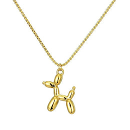 Cute Balloon Dog Pendant Necklace - Gold-Tone Statement Charm