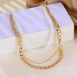 Classic Thick Chain Necklace - Layered Pearl Statement Jewelry