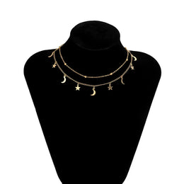 Star Pendant Double Layers Necklace - Bohemian Celestial Style