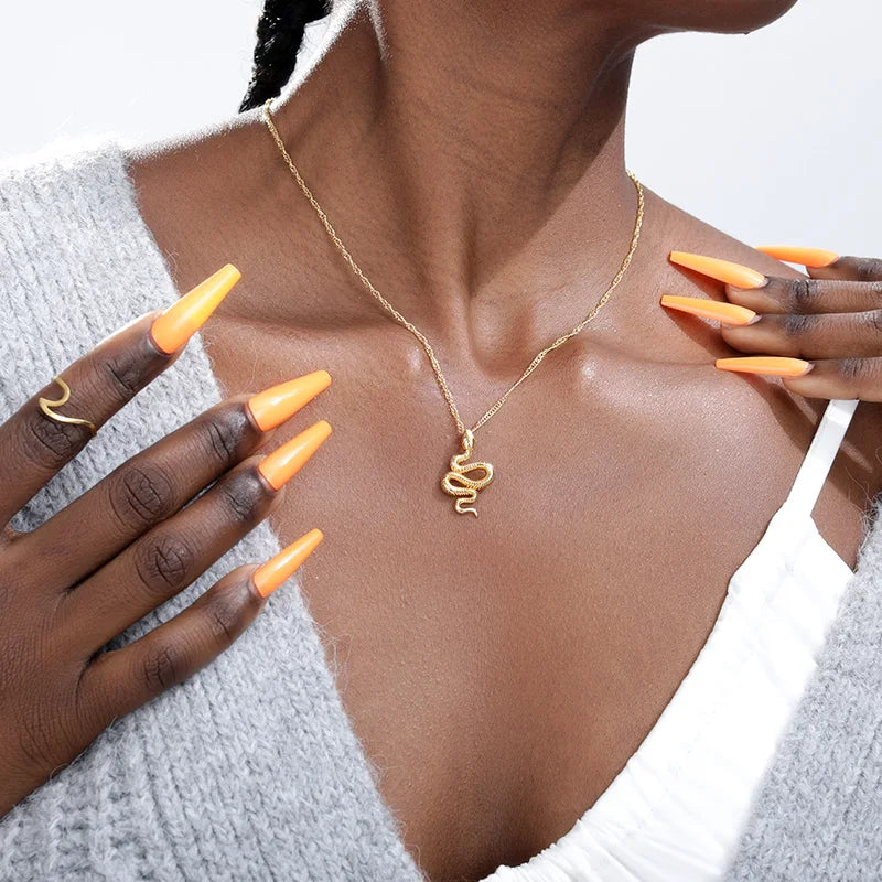Snake Pendant Necklace - Serpent Symbol Jewelry