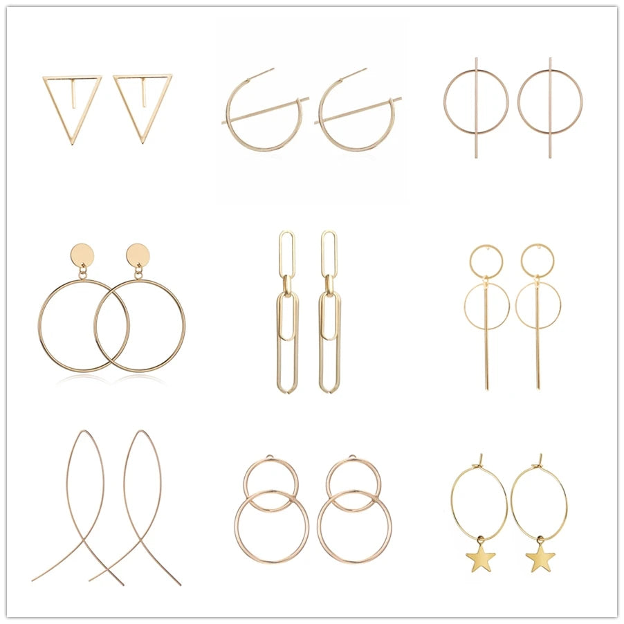 Simple Gold Earrings - Star-Shaped Punk Fashion Statement Jewelry
