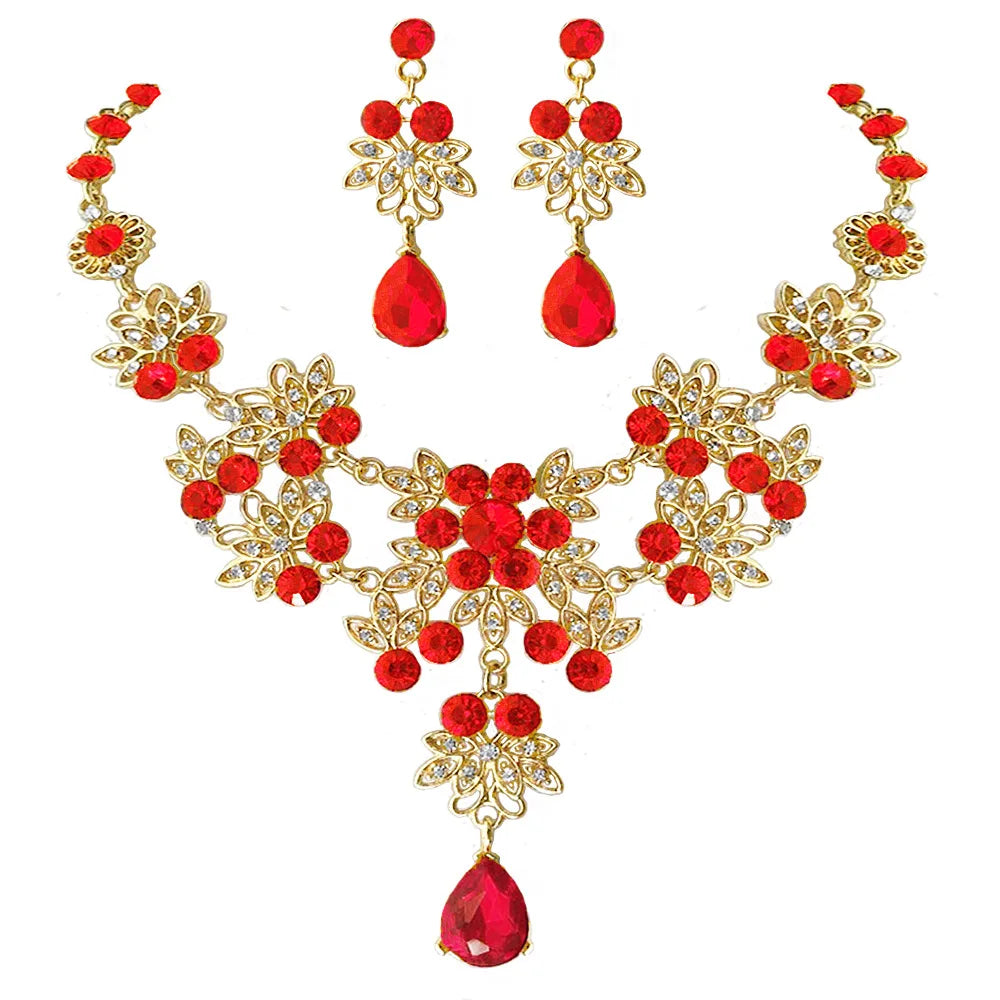 Gold Color Water Drop Jewelry Set - Elegant Teardrop Necklace and Earrings