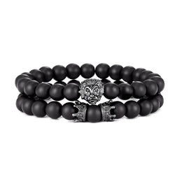 8mm Lava Stone Beads Bracelet - Vintage Animal Pattern Charm Jewelry