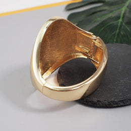 Punk Shiny Surface Cuff Bangle - Geometric Gold Alloy Fashion Jewelry