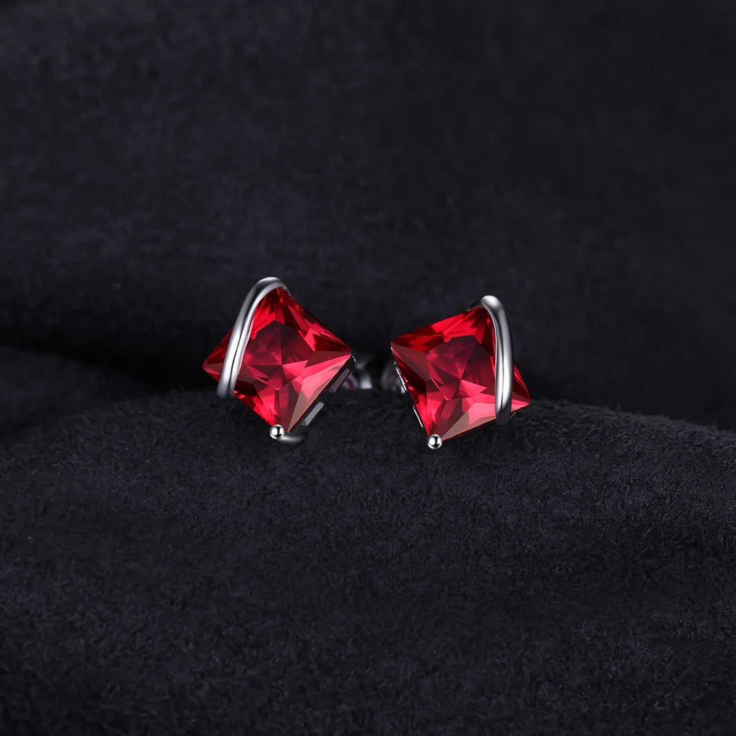 Red Ruby 925 Sterling Silver Stud Earrings - Romantic Gemstone Jewelry