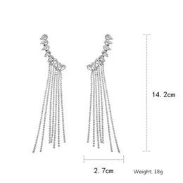 Vintage Rhinestone Crystal Tassel Earrings - Geometric Wing Fashion Jewelry