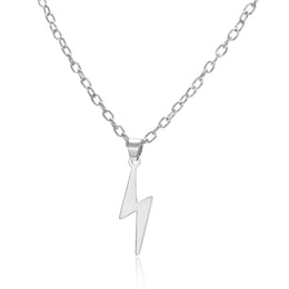 Long Chain Small Lightning Pendant Necklace - Unisex Stainless Steel Style