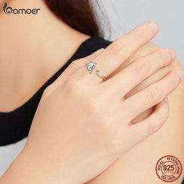 Cute Cat Simple S925 Sterling Silver Ring - Cat Eye Stone Jewelry