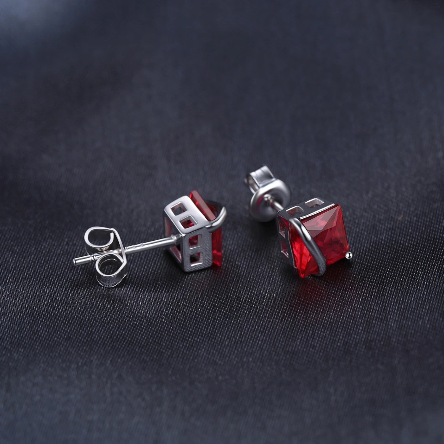Red Ruby 925 Sterling Silver Stud Earrings - Romantic Gemstone Jewelry
