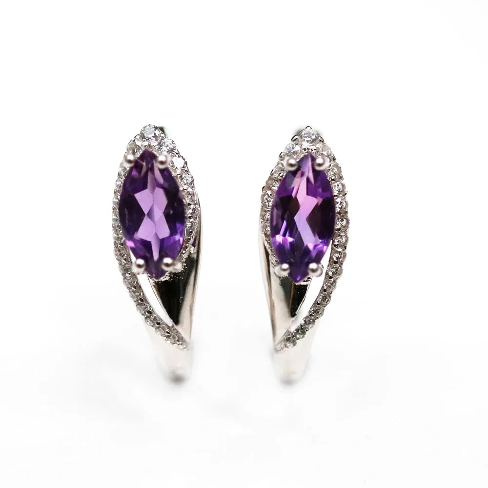 Natural Blue Topaz 925 Sterling Silver Earrings - Amethyst Luxury Jewelry